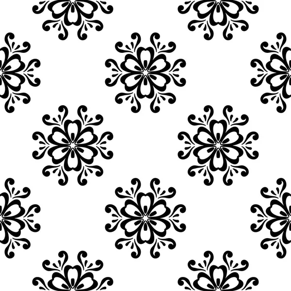 Beyaz arka planda siyah çiçek süsleme. Tekstil ve duvar kağıtları için seamless modeli