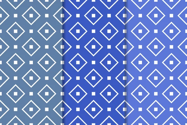 Mavi geometrik süsler. Web, Tekstil ve duvar kağıtları için dikey Dikişsiz desen seti