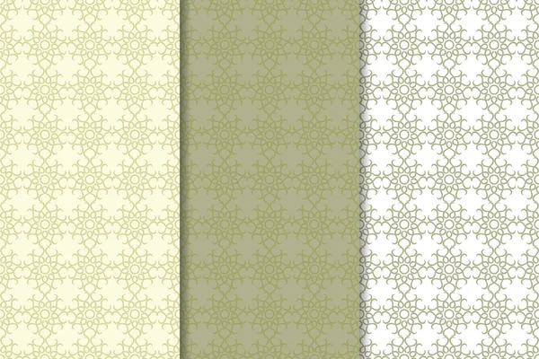 Zeytin yeşili çiçek arka planlar. Tekstil ve duvar kağıtları için dikişsiz desen seti