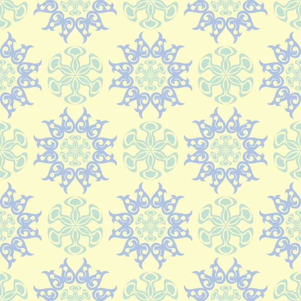 Çiçek sorunsuz arka plan. Mavi ve yeşil çiçek deseni üzerinde bej zemin, duvar kağıtları, Tekstil ve kumaş için