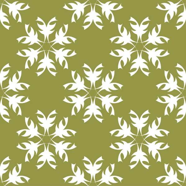 Zeytin yeşil zemin üzerine beyaz çiçek tasarım. Tekstil ve duvar kağıtları için seamless modeli