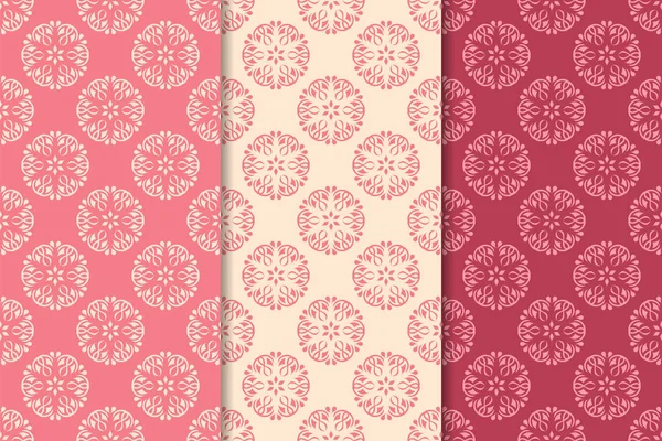 Kiraz kırmızı çiçekli süsler. Dikey Dikişsiz desen seti. Duvar kağıdı arka plan