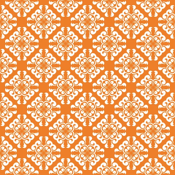 Weißer Blumenschmuck Auf Orangefarbenem Hintergrund Nahtloses Muster Für Textilien Und — Stockvektor