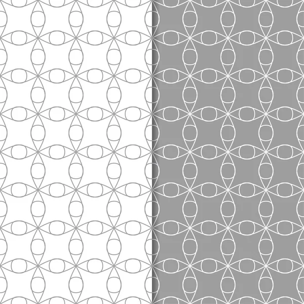 Gri ve beyaz geometrik süsler. Web, Tekstil ve duvar kağıtları için dikişsiz desen seti