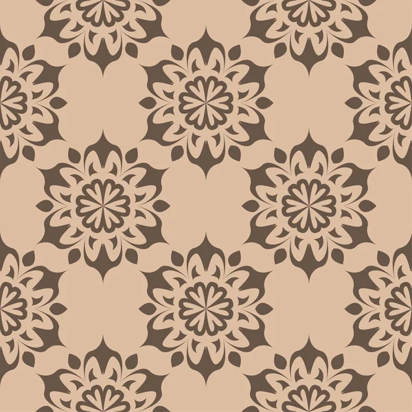 Bej renkli arka plan üzerinde kahverengi çiçek tasarım. Tekstil ve duvar kağıtları için seamless modeli