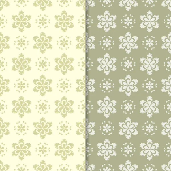 Zeytin yeşili çiçek arka planlar. Tekstil ve duvar kağıtları için dikişsiz desen seti