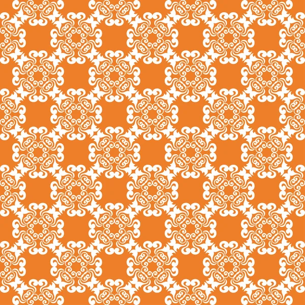Turuncu çiçek süsleme beyaz elemanları ile. Tekstil ve duvar kağıtları için seamless modeli