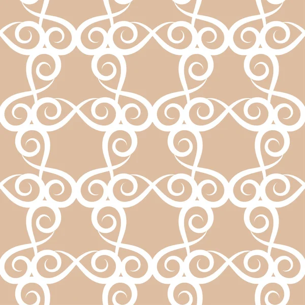 Bej sorunsuz arka plan üzerinde beyaz çiçek süsleme. Tekstil ve duvar kağıtları için seamless modeli