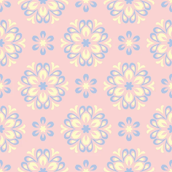 Motif Floral Rose Pâle Sans Couture Avec Des Motifs Bleus — Image vectorielle