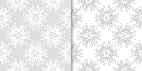 Işık gri çiçek süsler. Tekstil ve duvar kağıtları için dikişsiz desen seti