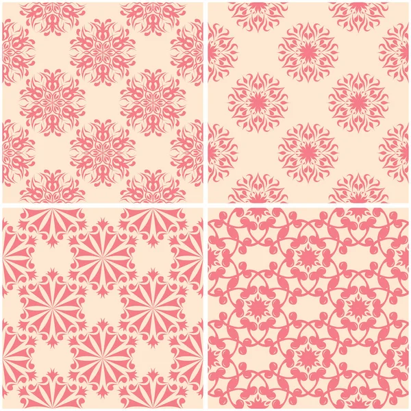 Çiçek desenleri. Dizi sorunsuz arka plan bej ve kırmızı. Vektör çizim