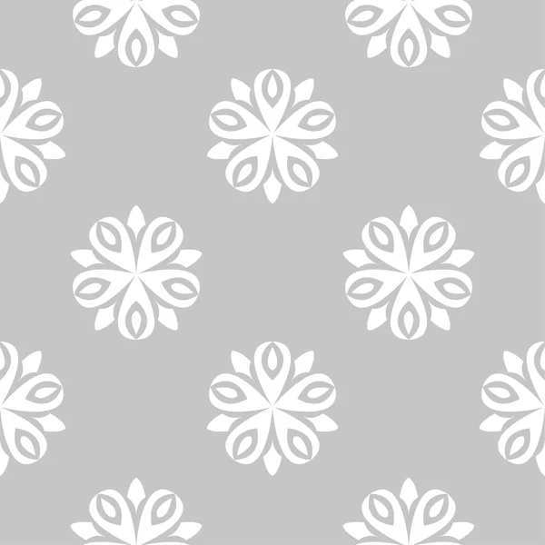 Ornamento Floral Branco Fundo Cinza Padrão Sem Costura Para Têxteis — Vetor de Stock