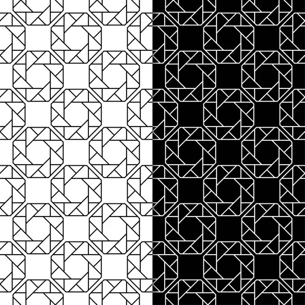 Ornamentos Geométricos Preto Branco Conjunto Padrões Sem Costura Para Web — Vetor de Stock