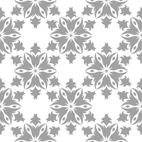 Diseño Floral Gris Claro Sobre Fondo Blanco Patrón Sin Costuras — Vector de stock