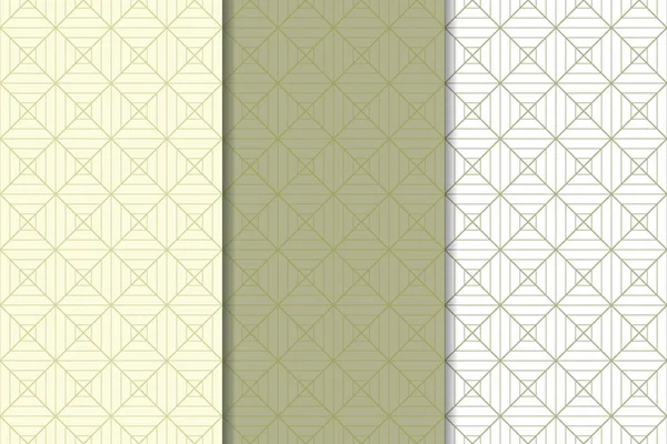 Zeytin yeşili ve beyaz geometrik süsler. Web, Tekstil ve duvar kağıtları için dikey Dikişsiz desen seti