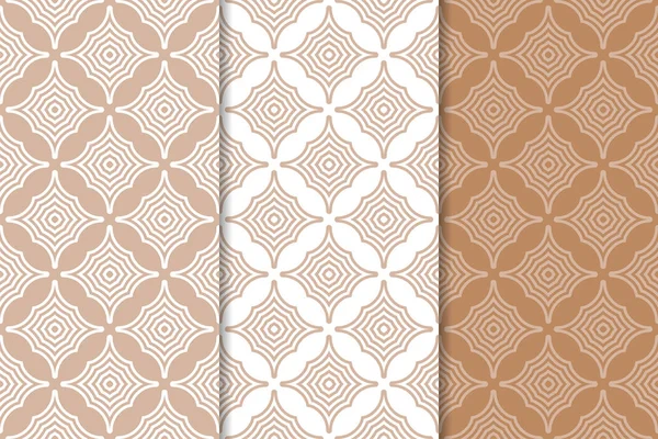 Geometrik süsler kümesi. Kahverengi ve beyaz Dikişsiz desen web, Tekstil ve duvar kağıtları için