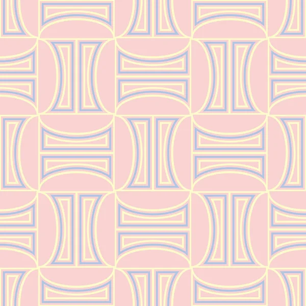Geometrik seamless modeli. Soluk pembe arka plan duvar kağıtları, Tekstil ve kumaş için mavi ve bej elemanları ile