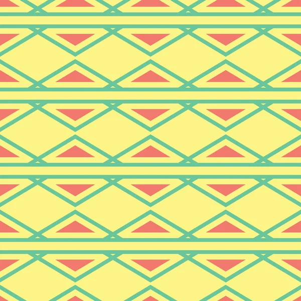 Geometrik yeşil ve pembe elemanları ile Seamless modeli. Sarı çok renkli arka plan