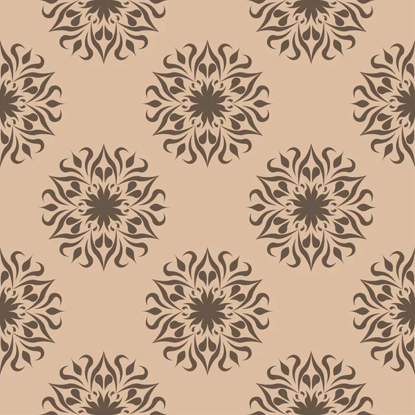 Design Floral Marron Sur Fond Beige Modèle Sans Couture Pour — Image vectorielle