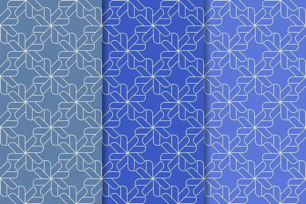 Mavi geometrik süsler. Web, Tekstil ve duvar kağıtları için dikey Dikişsiz desen seti