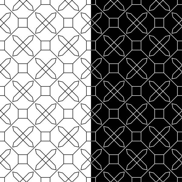 Black White Geometric Ornaments Set Seamless Patterns Web Textile Wallpapers — Stock Vector