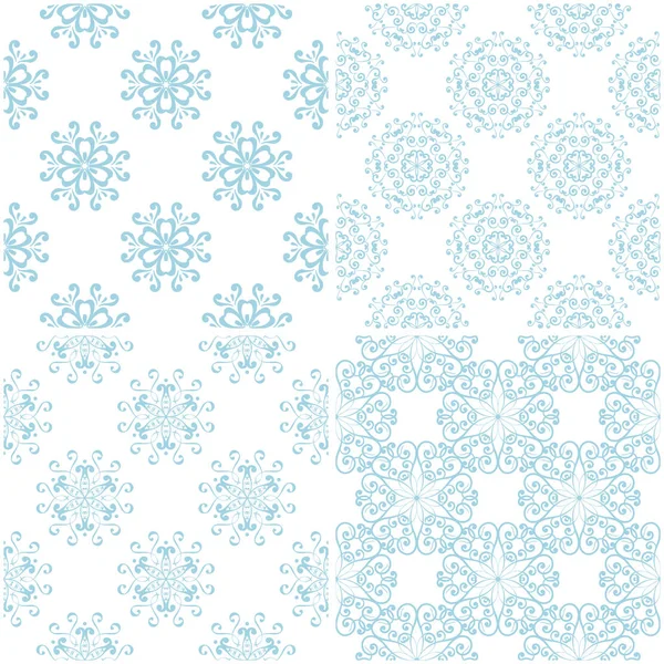 Çiçek desenleri. Beyaz ışık mavi öğeleri kümesi. Sorunsuz arka planlar. Vektör çizim