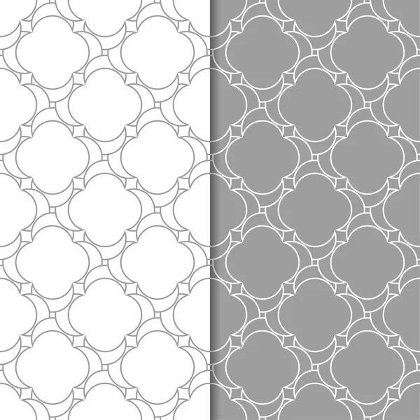 Gri ve beyaz geometrik süsler. Web, Tekstil ve duvar kağıtları için dikişsiz desen seti