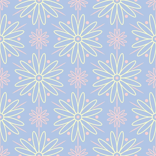 Çiçek seamless modeli. Soluk mavi arka plan duvar kağıtları, Tekstil ve kumaş için bej ve pembe çiçek öğeleri ile