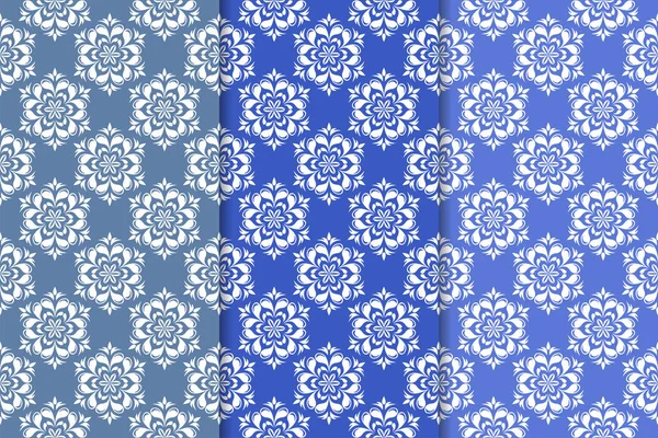 Çiçek süsler kümesi. Mavi dikey Dikişsiz desen. Duvar kağıdı arka plan