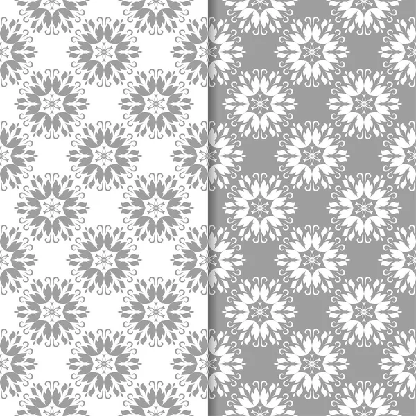 White Gray Set Floral Backgrounds Seamless Patterns Textile Wallpapers ...