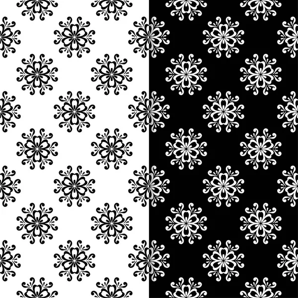 Fondo Floral Blanco Negro Conjunto Patrones Sin Costura Para Textiles — Vector de stock