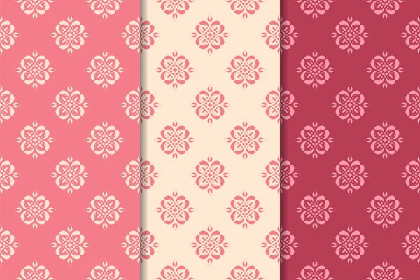 Kiraz kırmızı çiçek desenleri kümesi. Dikey Dikişsiz desen. Duvar kağıdı arka plan