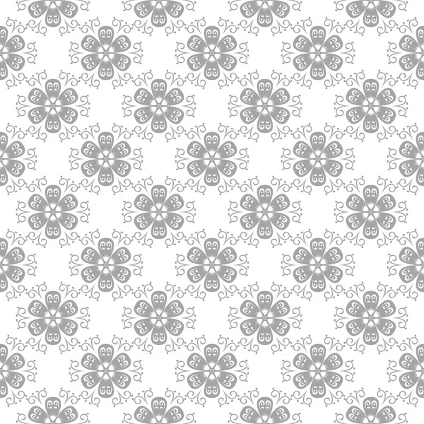 Beyaz arka plan üzerine açık gri çiçek süsleme. Tekstil ve duvar kağıtları için seamless modeli