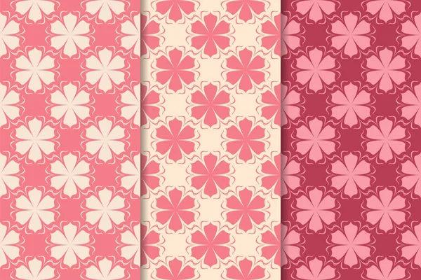 Kiraz kırmızı çiçek desenleri kümesi. Dikey Dikişsiz desen. Duvar kağıdı arka plan