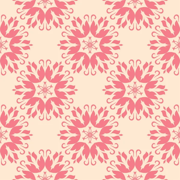 Kırmızı ve bej çiçekli süs. Tekstil ve duvar kağıtları için seamless modeli