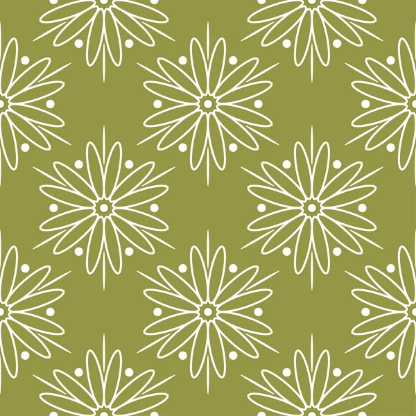 Λευκό Floral Στολίδι Φόντο Πράσινο Της Ελιάς Χωρίς Ραφή Πρότυπο — Διανυσματικό Αρχείο