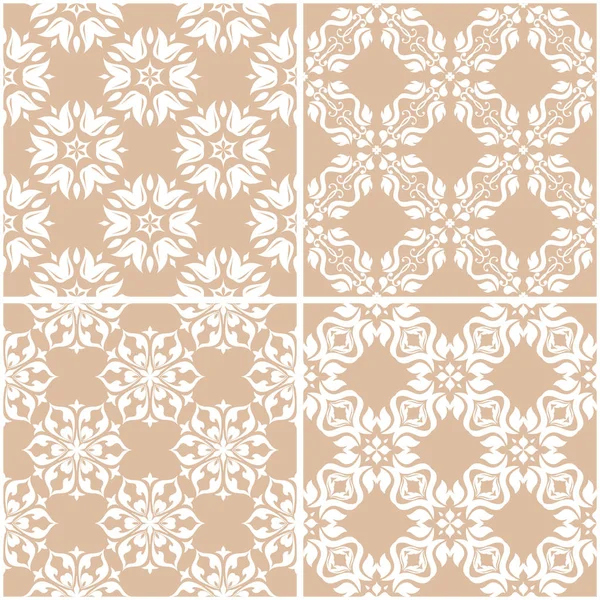 Çiçek desenleri. Sorunsuz arka plan bej ve beyaz dizi. Vektör çizim