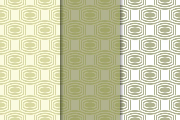 Zeytin yeşili ve beyaz geometrik süsler. Web, Tekstil ve duvar kağıtları için dikey Dikişsiz desen seti