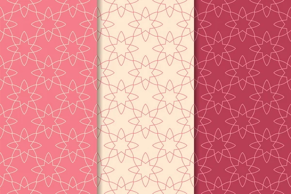 Kiraz kırmızısı geometrik süsler. Web, Tekstil ve duvar kağıtları için dikey Dikişsiz desen seti