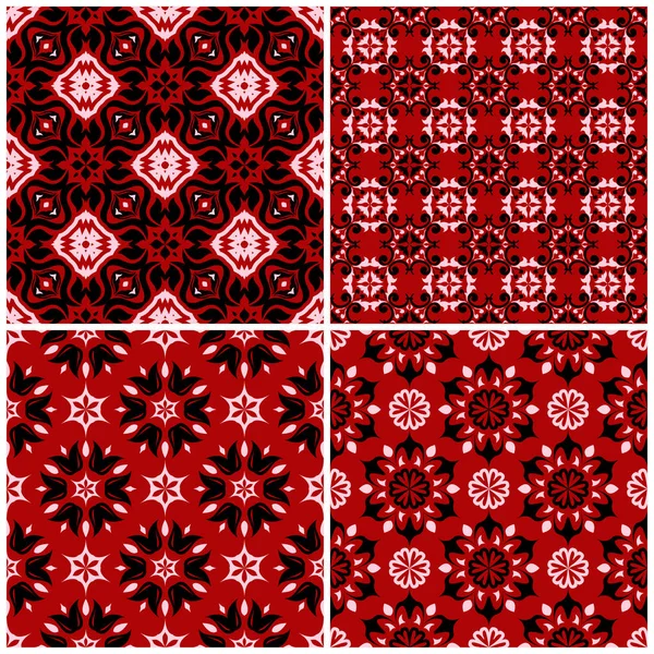 Kırmızı sorunsuz arka plan duvar kağıtları, Tekstil ve kumaş için siyah ve beyaz çiçek desenleri ile