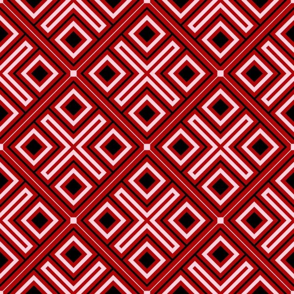 Geometrik seamless modeli. Kırmızı zemin üzerine siyah ve beyaz öğeleri. Duvar kağıtları ve tekstil tasarım