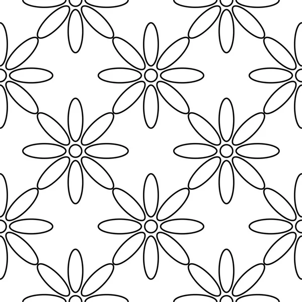 Adorno Floral Negro Sobre Fondo Blanco Patrón Sin Costuras Para — Vector de stock