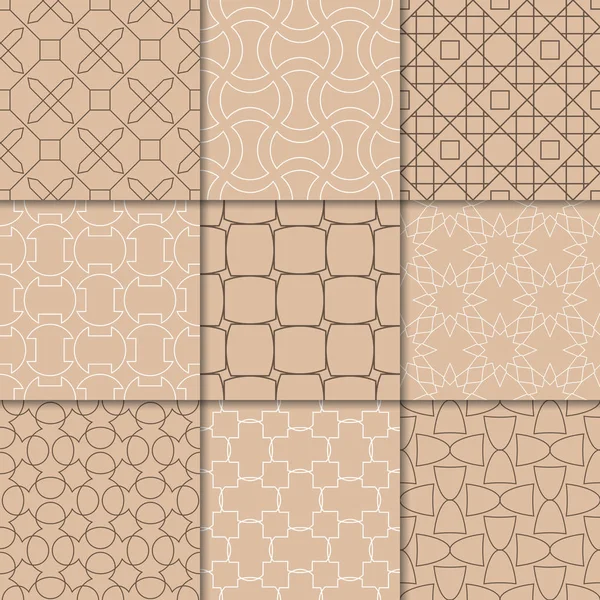 Kahverengi Bej geometrik süsler. Web, Tekstil ve duvar kağıtları için dikişsiz desen koleksiyonu