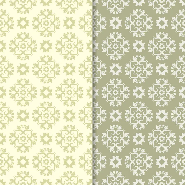 Zeytin yeşili çiçek arka planlar. Tekstil ve duvar kağıtları için dikişsiz desen seti