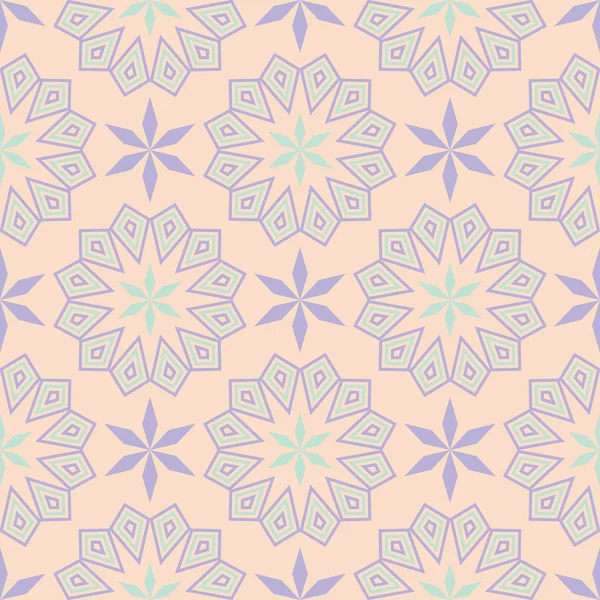 Geometrik seamless modeli. Bej renkli arka plan duvar kağıtları, Tekstil ve kumaş için mor ve mavi öğeleri ile