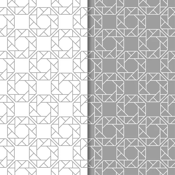 Gri ve beyaz geometrik süsler. Web, Tekstil ve duvar kağıtları için dikişsiz desen seti
