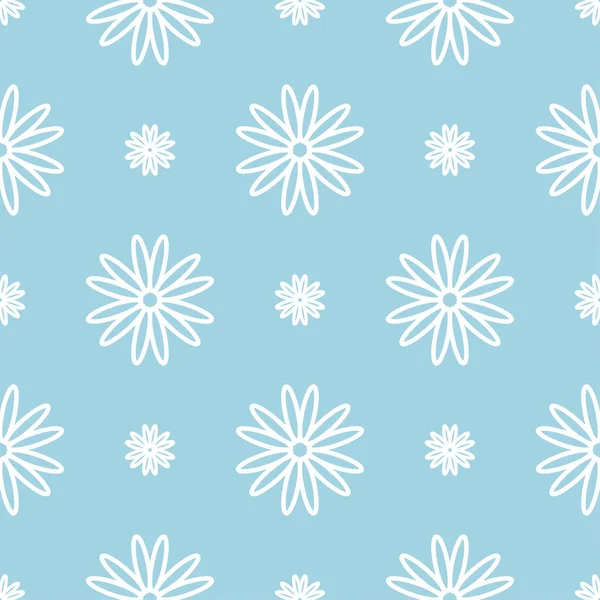Ornamento Floral Branco Fundo Azul Padrão Sem Costura Para Têxteis — Vetor de Stock