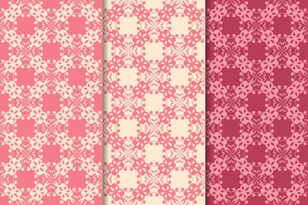 Kırmızı çiçekli süsler kümesi. Kiraz pembe dikey Dikişsiz desen. Duvar kağıdı arka plan