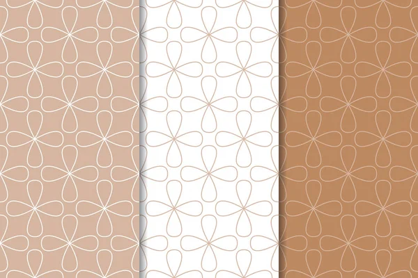 Kahverengi ve beyaz geometrik süsler. Web, Tekstil ve duvar kağıtları için dikişsiz desen seti