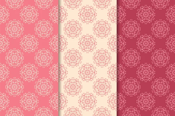 Kırmızı çiçekli süsler kümesi. Kiraz pembe dikey Dikişsiz desen. Duvar kağıdı arka plan